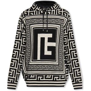 Balmain , Hoodie with monogram ,Black male, Sizes: S