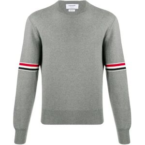 Thom Browne , Grey Milano Stitch Crew Neck Jumper ,Gray male, Sizes: L, M, XL