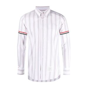 Thom Browne , White Striped Oxford Shirt ,White male, Sizes: L, M
