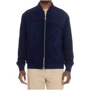 Ermenegildo Zegna , Blue Bomber Jacket with Knit Trim ,Blue male, Sizes: L, 2XL, XL