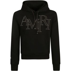 Amiri , Black Staggered Logo Hoodie Sweaters ,Black male, Sizes: XL, S, L