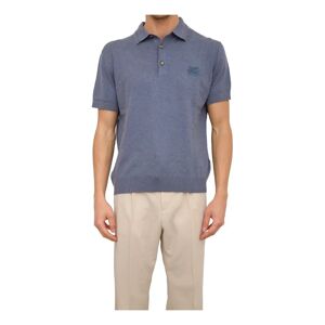 Etro , Blue Knitted Polo Shirt ,Blue male, Sizes: L, XL, 2XL
