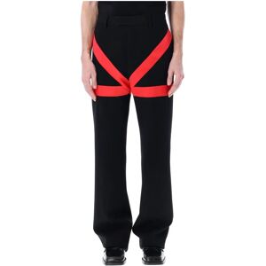 Salvatore Ferragamo , Black Red Tailored Pants Ss23 ,Black male, Sizes: M