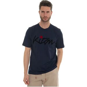 Kiton , Maxi Logo Cotton T-shirt ,Blue male, Sizes: M, XL, 2XL, L