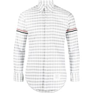 Thom Browne , Thom Browne Gingham Check Oxford Shirt ,Gray male, Sizes: S