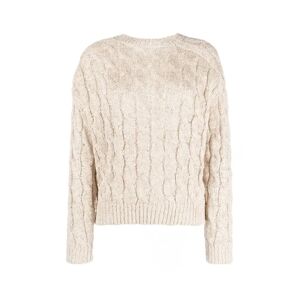 Brunello Cucinelli , sequinned cable-knit jumper ,Beige male, Sizes: M