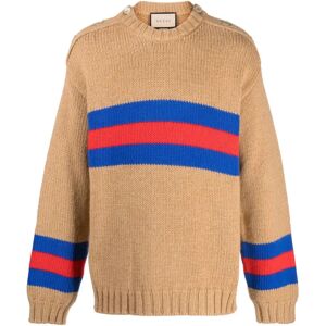 Gucci , Striped Wool-Blend Jumper ,Brown male, Sizes: L, S, M, XL