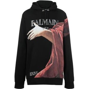 Balmain , Statue Printed Hoodie ,Black male, Sizes: L