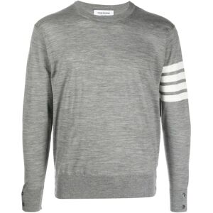 Thom Browne , Grey 4-Bar Crew Neck Jumper ,Gray male, Sizes: L, 2XL, XL, M