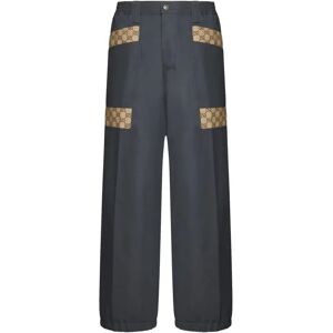 Gucci , Cotton Cargo Pants with GG Monogram ,Gray male, Sizes: M