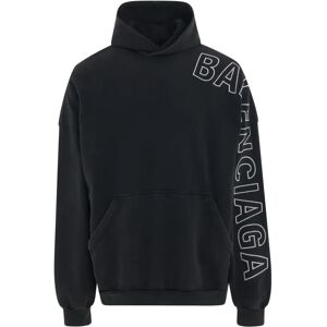 Balenciaga , Black Cotton Sweatshirt with Hood ,Black male, Sizes: S, M