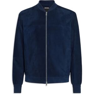 Ermenegildo Zegna , Suede bomber jacket ,Blue male, Sizes: 2XL, L