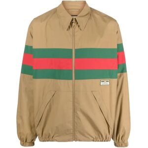 Gucci , Web-Stripe Beige Coats ,Beige male, Sizes: 2XL, XL