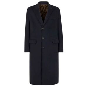 Fendi , Double Wool Coat in Palmi Blue and Fango ,Blue male, Sizes: L