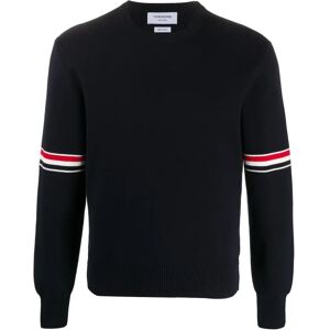 Thom Browne , Navy Milano Stitch Crew Neck Jumper ,Blue male, Sizes: M, XL, L