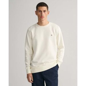 GANT Mens Regular Fit Shield Logo Crew Neck Sweatshirt  - 113 Eggshell - M - male