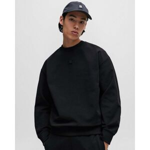 Hugo Boss Dettil Mens Stretch-Cotton Sweatshirt with Stacked Logo  - Black 001 - XL - male