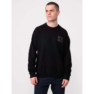 Hugo Boss San Cassio Mens Stacked Logo Sweater  - Black 001 - M - male