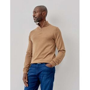 Oliver Sweeney Curragh Mens 1/4 Zip Funnel Neck Merino Wool Jumper Col - Camel - XL - male