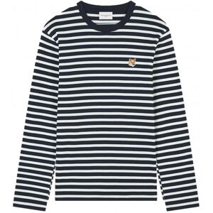 MAISON KITSUNE PARIS Fox Head Patch Regular Marine Long Sleeve T-shirt Navy - Men - White > Navy