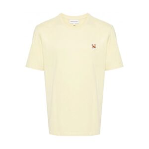 MAISON KITSUNE PARIS Fox Head Patch Regular T-shirt Light Yellow - Men - Stone > Tan > Cream
