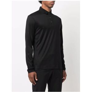 Emporio Armani Stretch Cotton Long Sleeved Polo Shirt Black - Men - Black