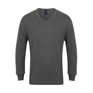 Henbury H720 Lightweight V-Neck Jumper 4XL  Grey Marl