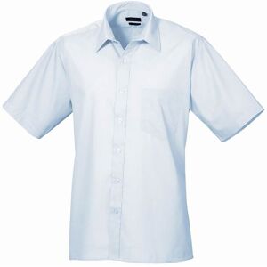 Premier PR202 Men's Short Sleeve Poplin Shirt 15.5  Light Blue