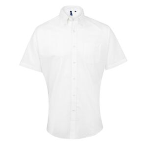Premier PR236 Mens Oxford Short Sleeve Shirt 17  White