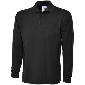 Uneek UC113 Long Sleeve Polo Shirt 3XL  Black