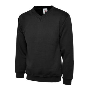 Uneek UC204 Premium V-Neck Sweatshirt Small Black
