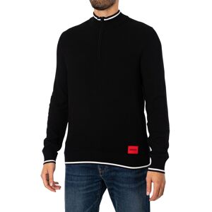 HUGO Saikk 1/4 Zip Knit  - Black - Male - Size: S