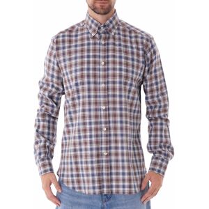 None Of The Above Check Shirt - Navy/Brown  - Size: Small