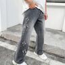 SHEIN Men'S Flared Jeans With Star Appliques Grey L,M,S,XL,XXL Men