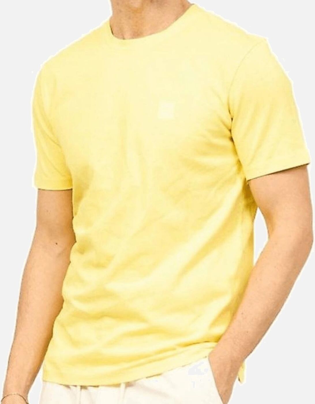 Hugo Boss Men's Tales Cotton Relaxed Fit Yellow T-Shirt - Size: 40/Regular