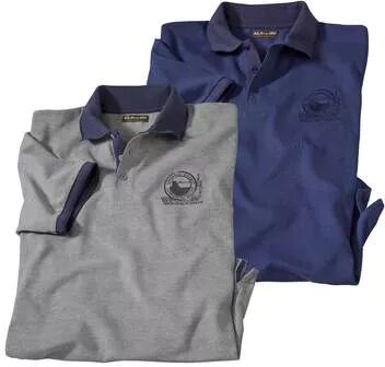 Atlas for Men Pack of 2 Men's PiquÃ© Knit Polo Shirts with Short Sleeves  - GREY - Size: L