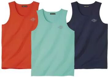 Atlas for Men Pack of 3 Men's Pacific Beach Vests - Turquoise Orange Navy  - GREEN - Size: M