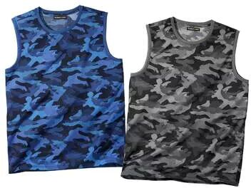 Atlas for Men Pack of 2 Men's Camouflage Vests - Grey Blue  - CAMOUFLAGE - Size: L