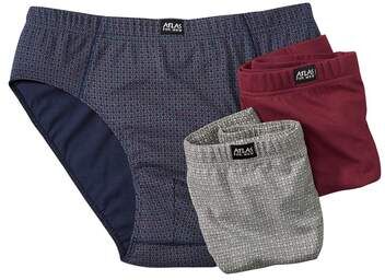 Atlas for Men Pack of 3 Men's Design Briefs - Burgundy Grey Navy Blue  - BURGUNDY - Size: S