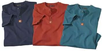 Atlas for Men Pack of 3 Men's Classic Autumn T-Shirts - Navy Blue Brick  - BRICK RED - Size: S