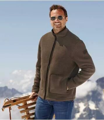 Atlas for Men Men's Brown Sherpa-Lined Fleece Jacket - Full Zip  - BROWN - Size: XL