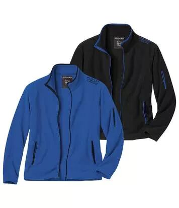 Atlas for Men Pack of 2 Men's Outdoor  Microfleece Jackets - Blue and Black  - BLACK - Size: XXL