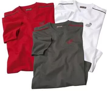 Atlas for Men Pack of 3 Men's Best Beach T-Shirts - White Red Grey  - WHITE - Size: S