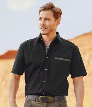 Atlas for Men Men's Black Shirt with Camouflage Details  - BLACK - Size: 3XL