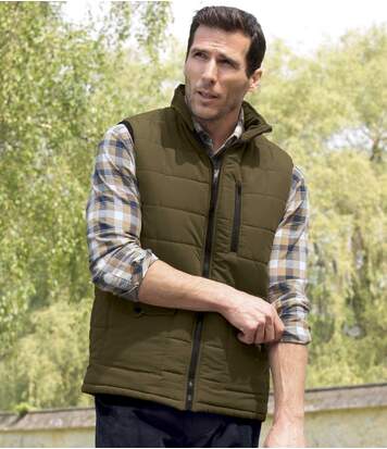 Atlas for Men Men's Microfibre Khaki Gilet  - KHAKI - Size: M