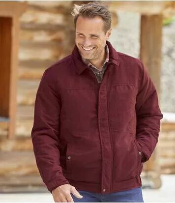 Atlas for Men Men's Burgundy Faux-Suede Jacket - Water-Repellent -Full Zip  - BURGUNDY - Size: 4XL