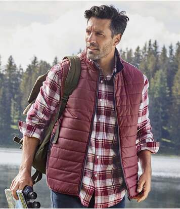 Atlas for Men Men's Burgundy Full Zip Padded Gilet - Water-Repellent  - BURGUNDY - Size: XL