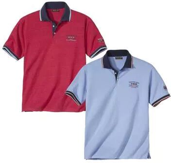 Atlas for Men Pack of 2 Men's Yachting Race Polo Shirts - Red Blue  - RED - Size: S