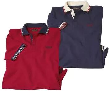 Atlas for Men Pack of 2 Men's PiquÃ© Cotton Polo Shirts - Navy, Red  - RED - Size: XXL