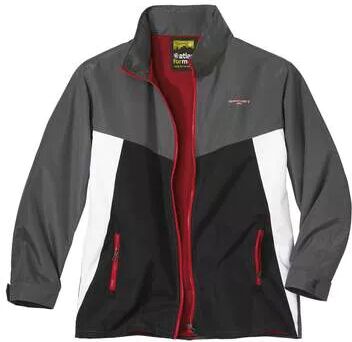 Atlas for Men Men's Sporty Full Zip Windbreaker - Water-Repellent - Foldaway Hood - Grey White Black  - GREY - Size: 4XL